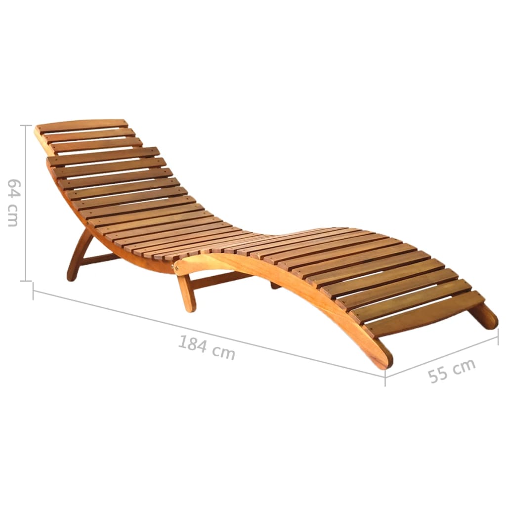 Sun Lounger Natural Brown Solid Acacia wood with a natural oil finish