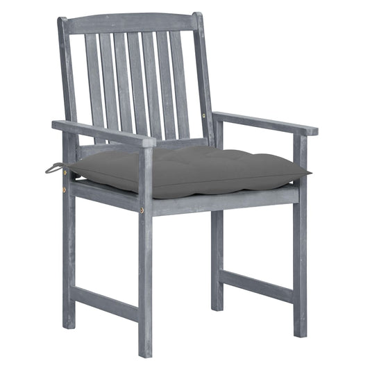 Patio Chair Set of 8 Gray Solid Acacia wood Standard Durable