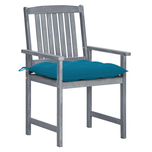 Patio Chair Set of 8 Gray Solid Acacia wood Standard Durable