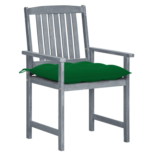 Patio Chair Set of 8 Gray Solid Acacia Wood Regular Seats Many