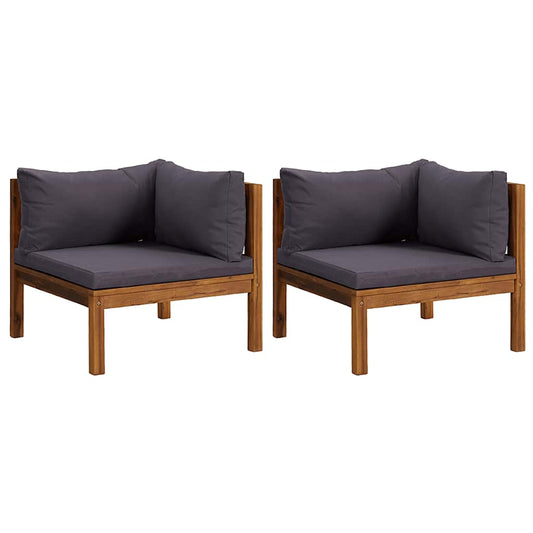 Corner Sofa Dark grey Solid acacia wood, 100% polyester Standard