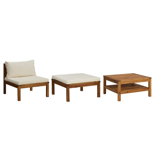 Garden Lounge Set Cream White, Warm Brown