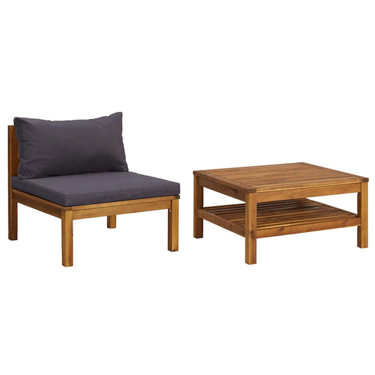 Garden Sofa Set Dark Grey Solid Acacia wood, Polyester Medium