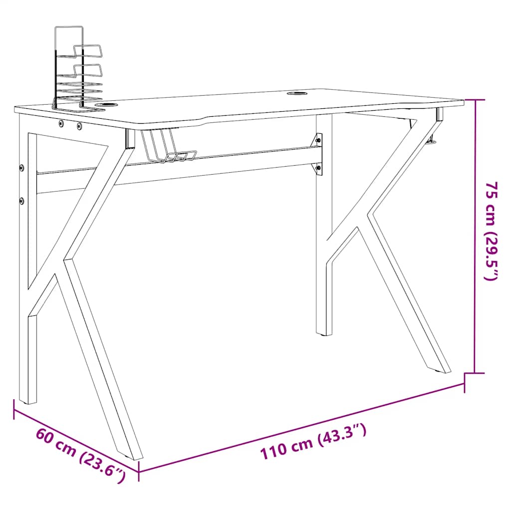 Gaming Desk Black Engineered wood Standard Desk Size Gaming Desk