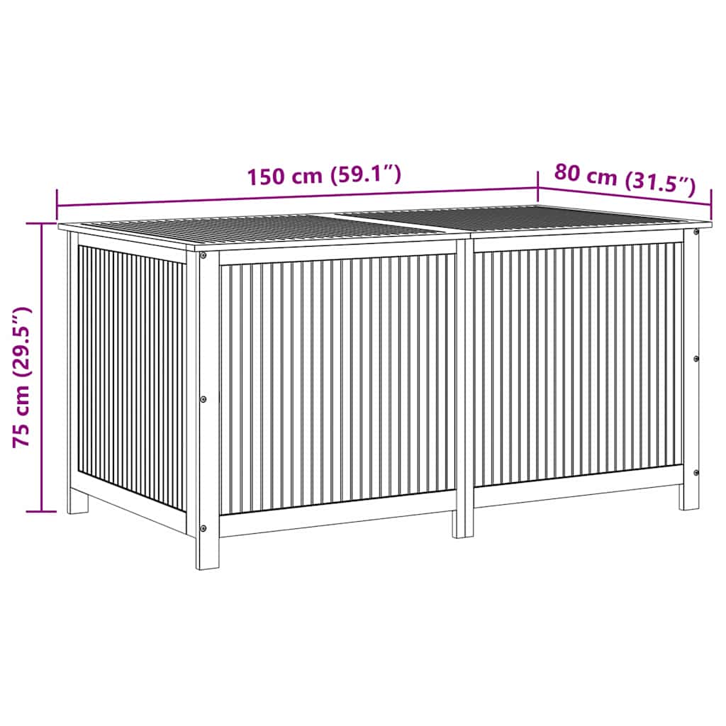 Storage Box Solid Acacia wood, Polyethylene 59.1 x 31.5 x 29.5 in