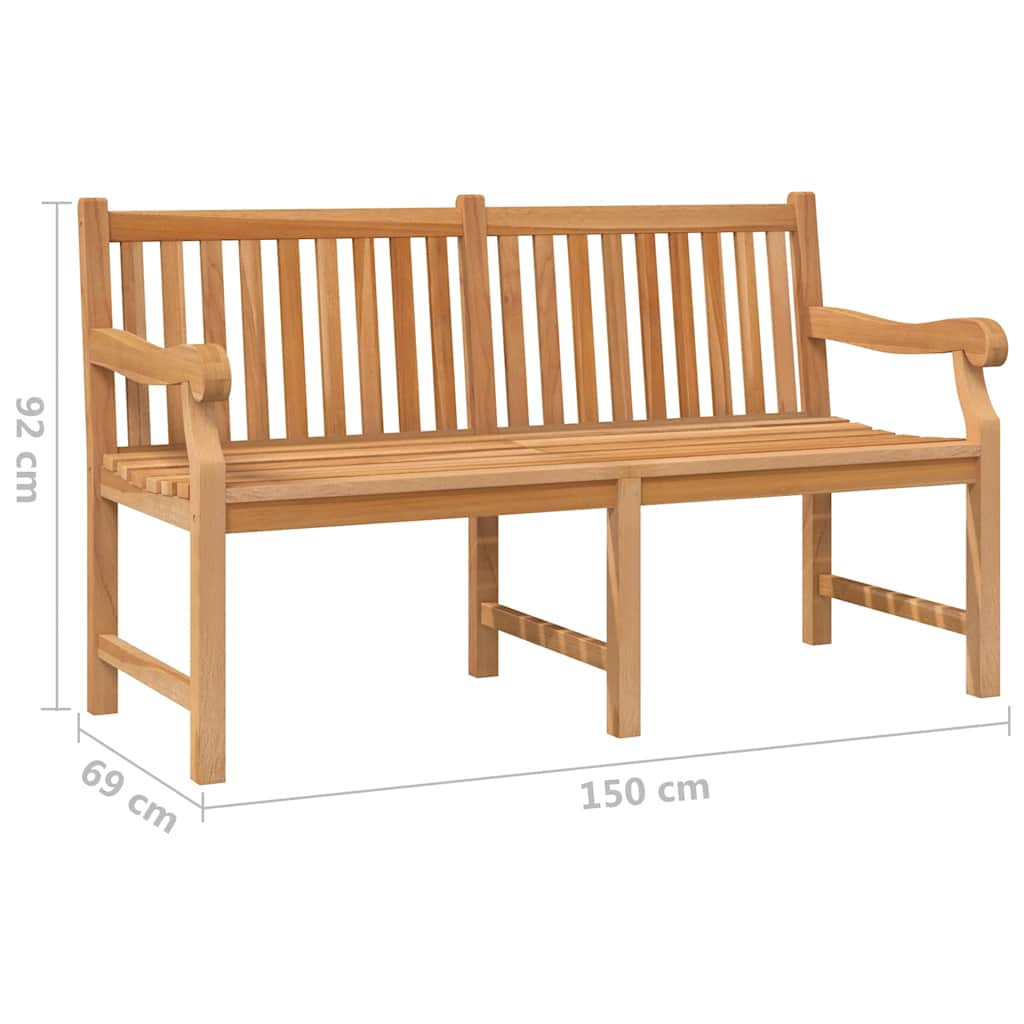 Garden Bench Light Brown Solid Teak Wood Extra Heavy Durable