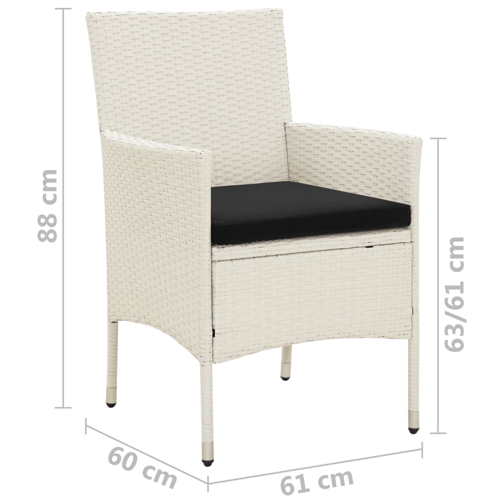 Garden Chair Set of 4 White Poly Rattan Standard Durable