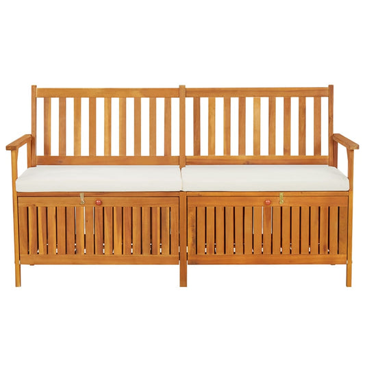 Bench Brown, Cream White Solid Acacia wood, 100% polyester fabric