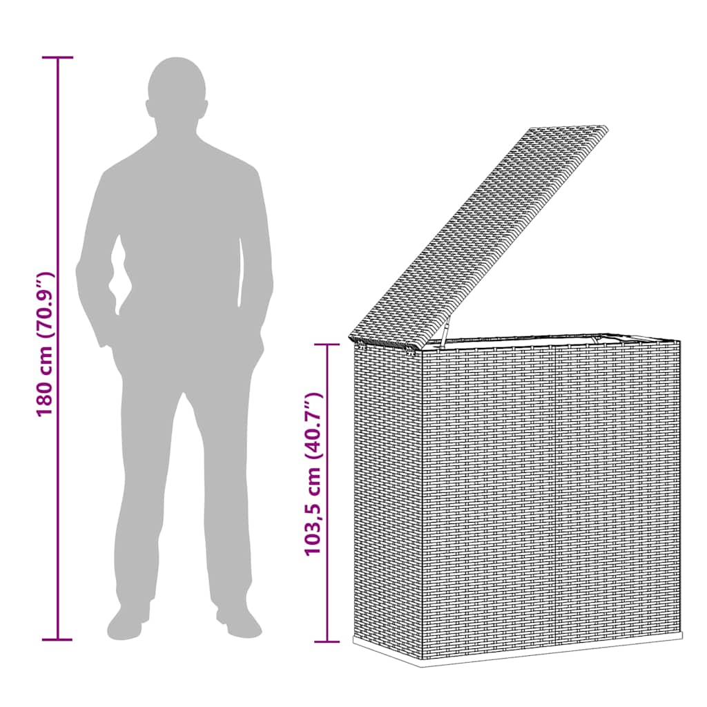 Cushion Box Grey PE rattan 39.4x19.3x40.7 in Cushion Box