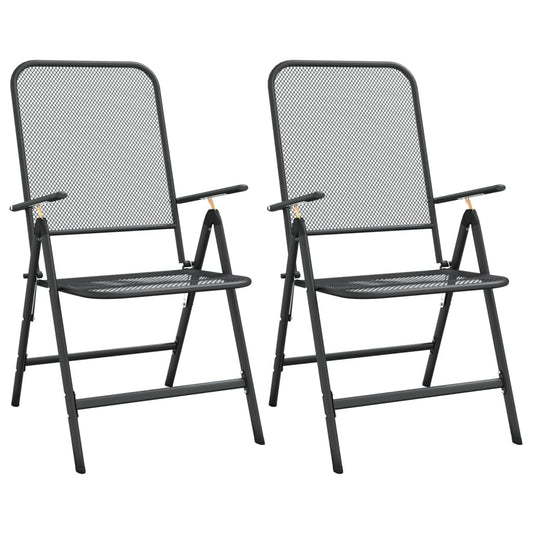 Folding Garden Chair Set of 2 Anthracite