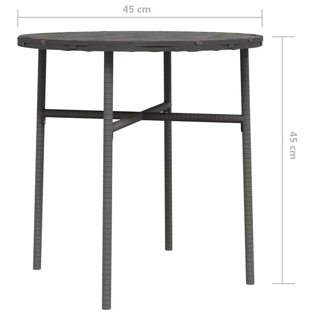 Tea Table Grey PE Rattan, Powder-Coated Steel, PP Board