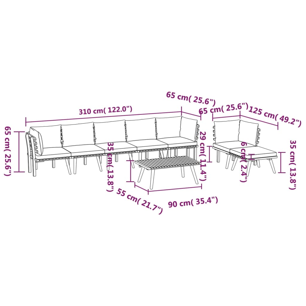 Garden Lounge Set Dark grey, white
