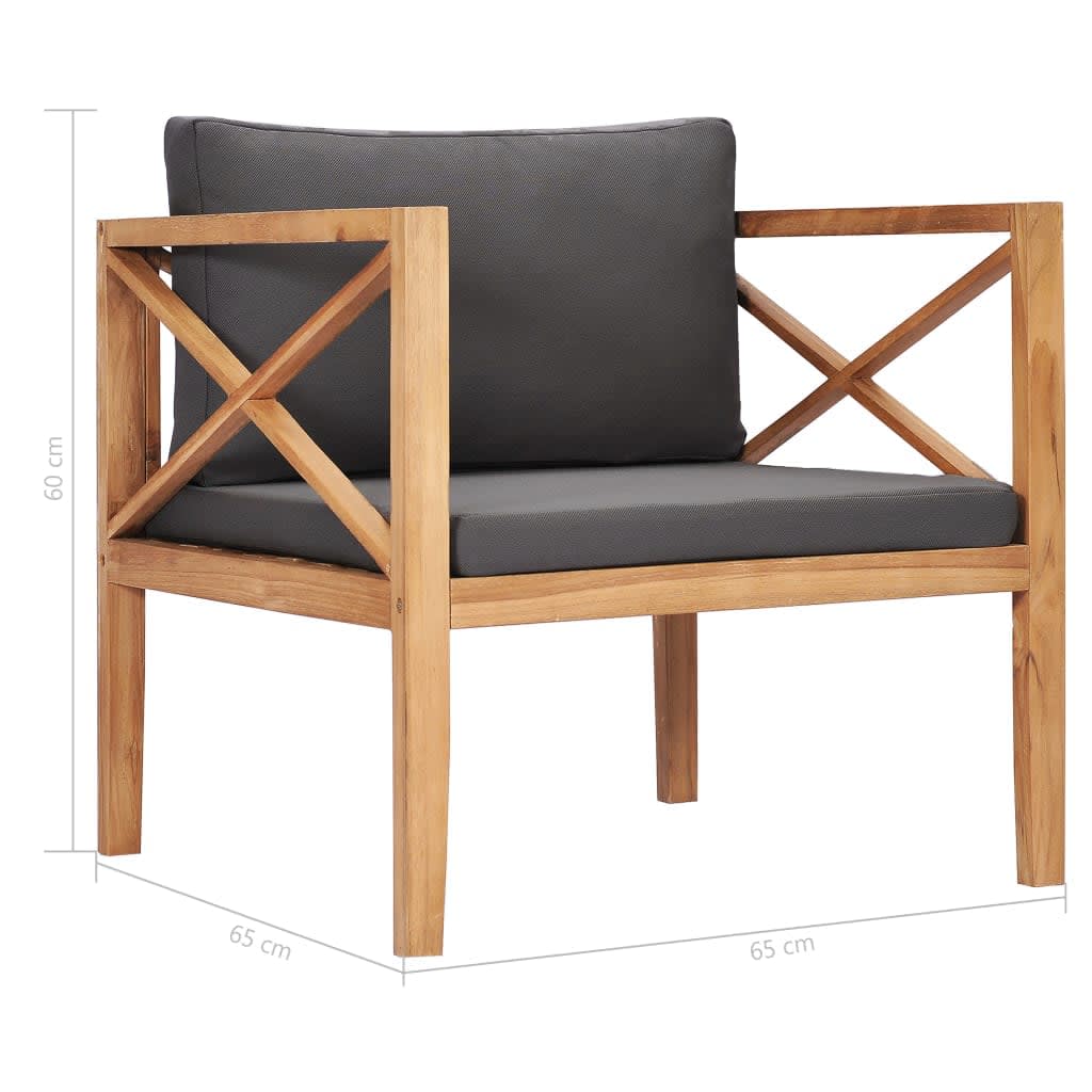 Garden Lounge Set Grey Solid Teak Wood Medium Seats Many