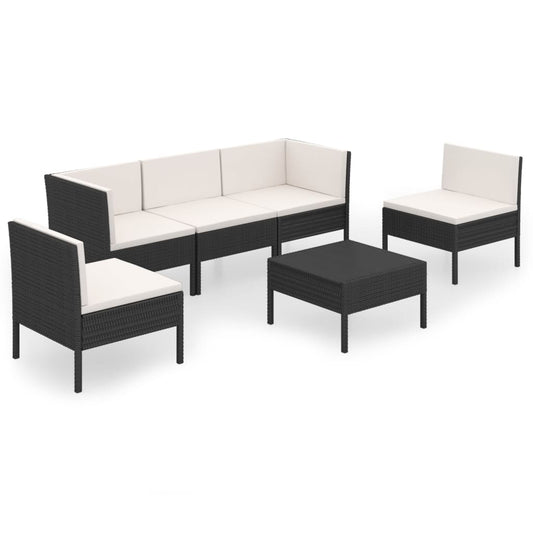 Garden Lounge Set Black, Cream white
