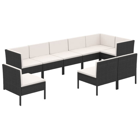 Garden Lounge Set Black, Cream White