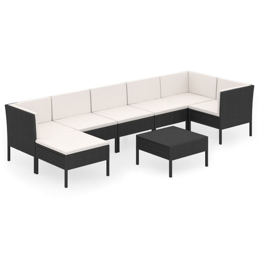 Garden Lounge Set Black and cream white