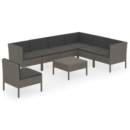 Garden Lounge Set Grey PE Rattan Large Modular
