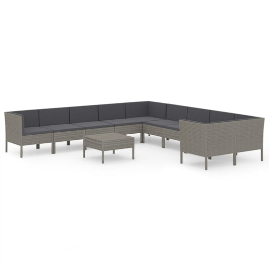 Garden Lounge Set Grey PE Rattan Large Modular