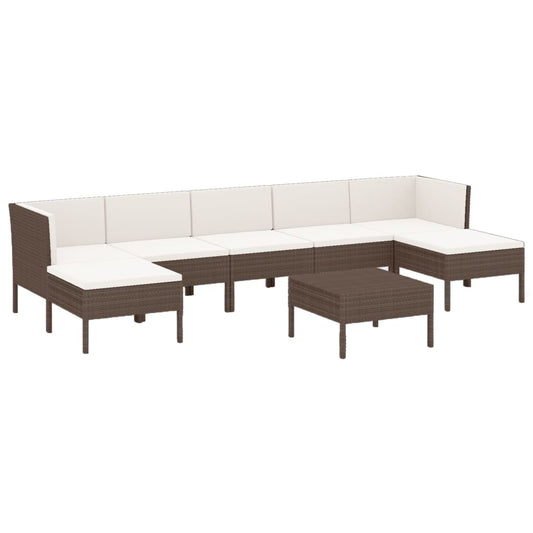 Garden Lounge Set Brown, Cream White