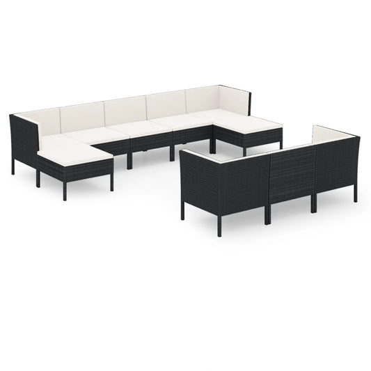 Garden Lounge Set Black PE rattan Modular Garden Lounge Set