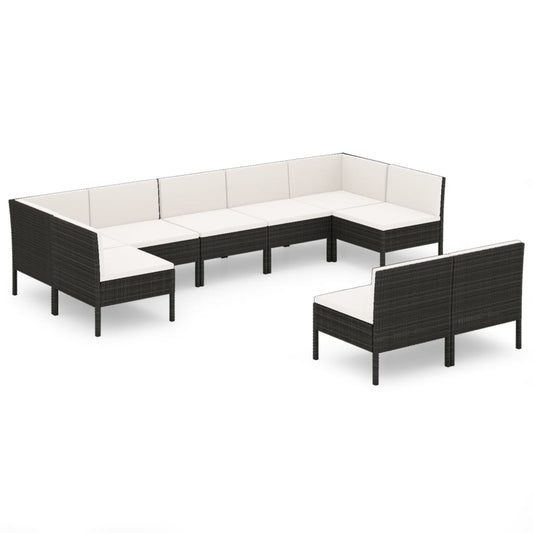 Garden Lounge Set Black, Cream White