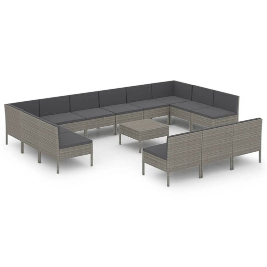 Garden Lounge Set Grey PE Rattan Large Modular