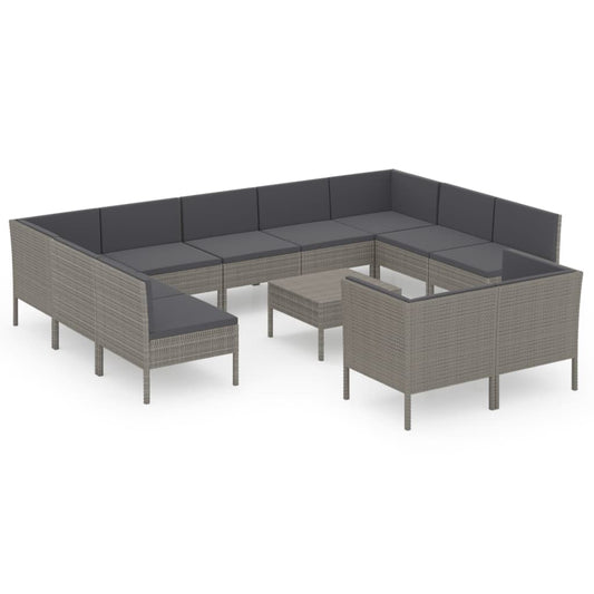 Garden Lounge Set Gray PE rattan Standard Modular