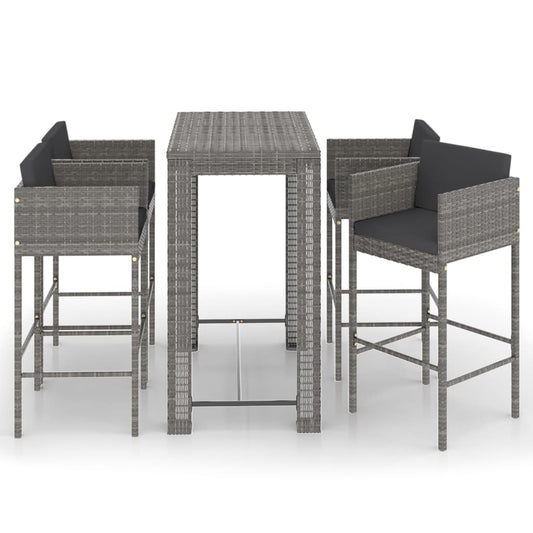 Garden Bar Set Gray, Dark Gray PE rattan, steel Medium Footrest