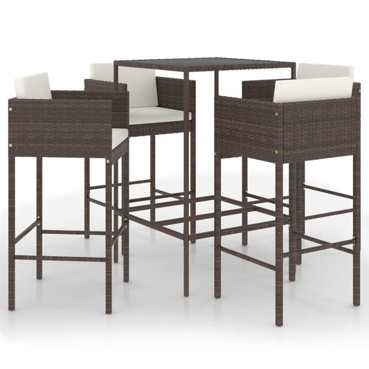Garden Bar Set Brown with cream white cushions