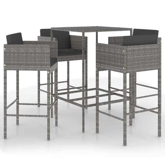 Garden Bar Set Grey PE rattan, steel, tempered glass Medium