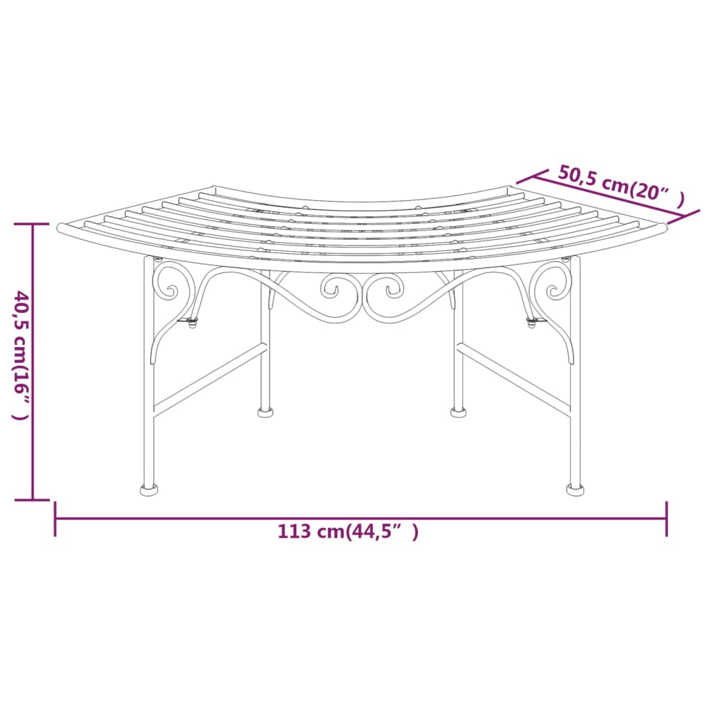 Tree Bench Black Steel Medium Durable Circular Tree Bench