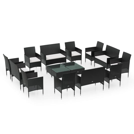 Garden Lounge Set Black, Cream white