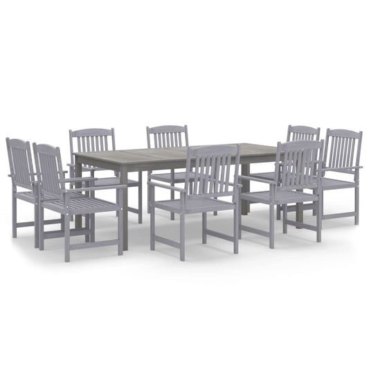 Garden Dining Set Grey Solid acacia wood with an oil finish N/A