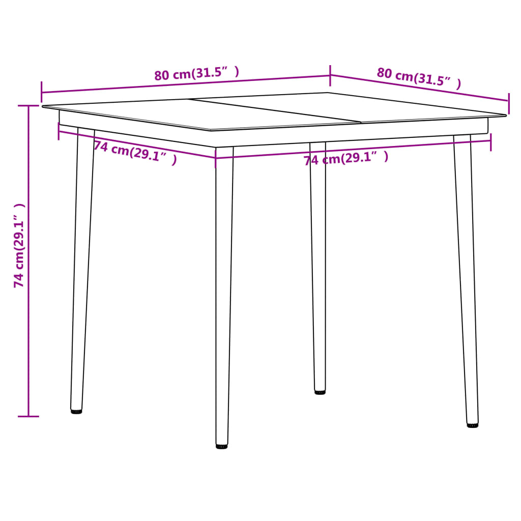 Dining Set Black Powder-coated steel, glass, cotton rope Standard