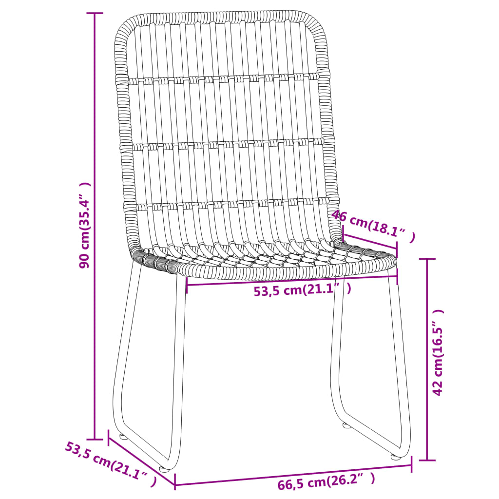Dining Set Black Powder-coated steel, PE rattan, Glass 5 Piece Set