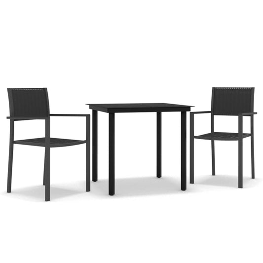 Garden Dining Set Black Powder-Coated Steel Standard Durable