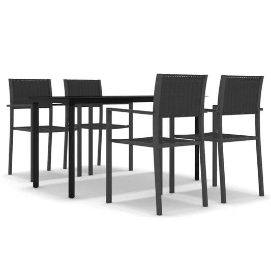 Garden Dining Set Black Powder-coated steel, plastic, glass