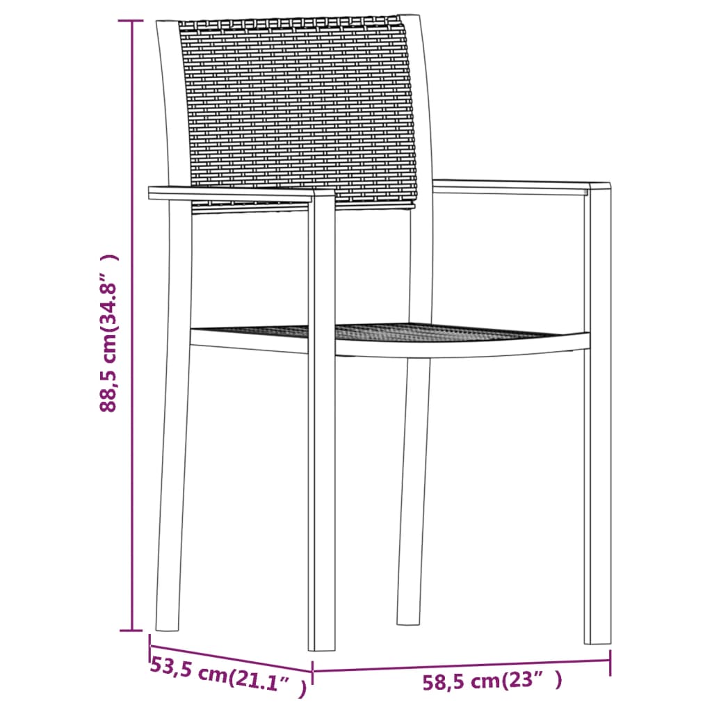 Garden Dining Set Black Powder-coated steel, plastic, glass