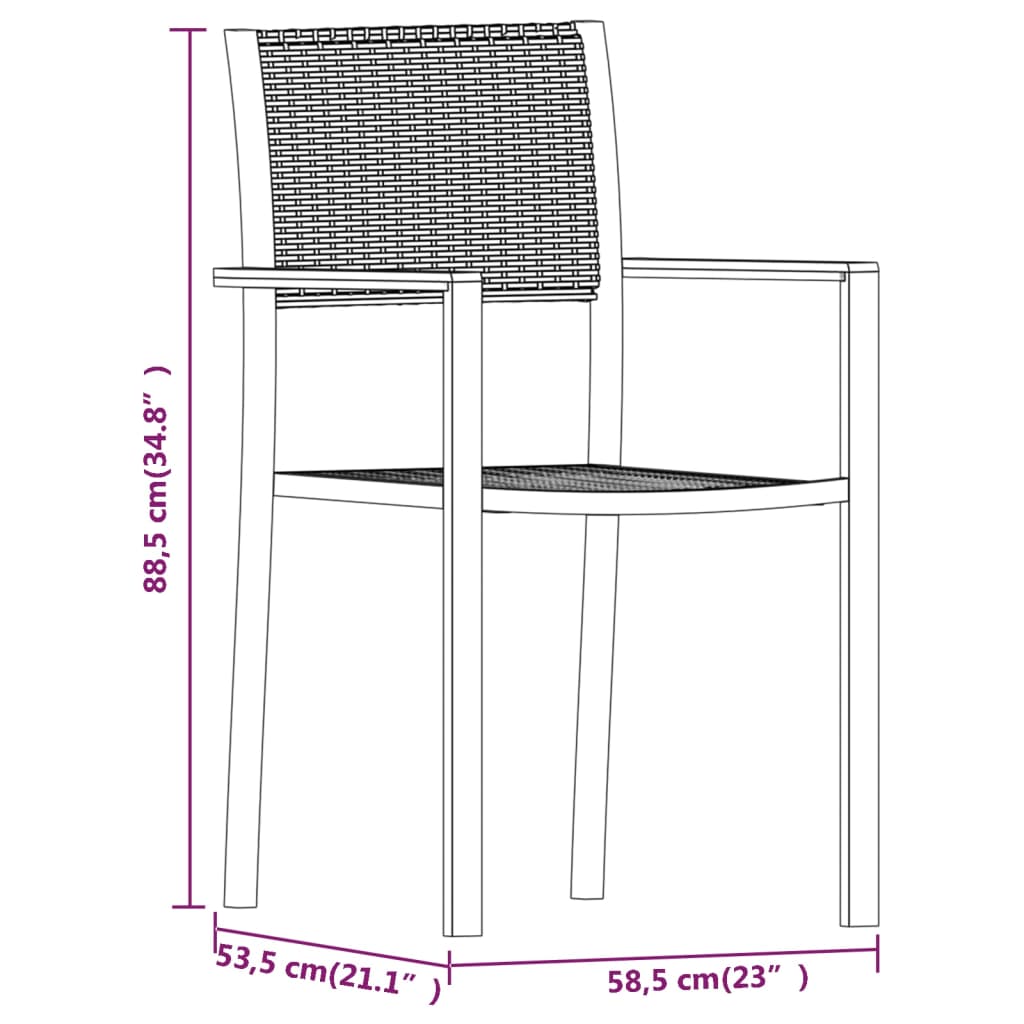 Garden Dining Set Black Powder-coated steel, glass, plastic Large