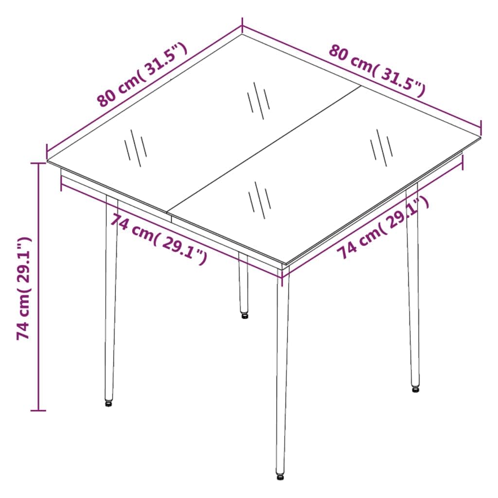 Garden Dining Set Black Powder-coated steel, glass, plastic