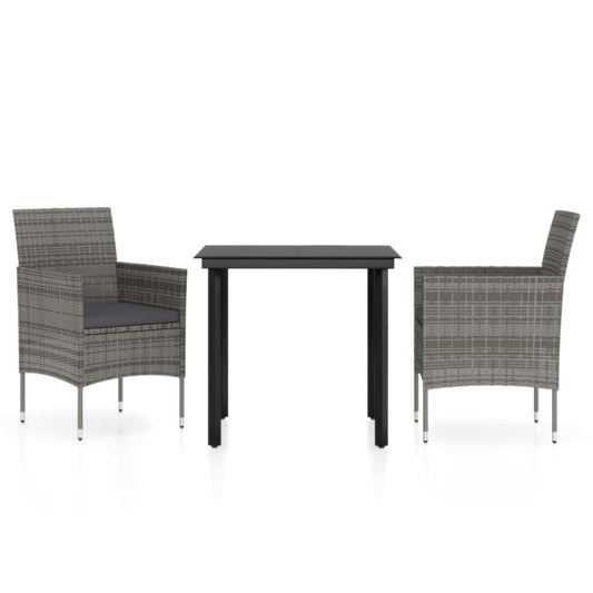 Garden Dining Set Grey and Black