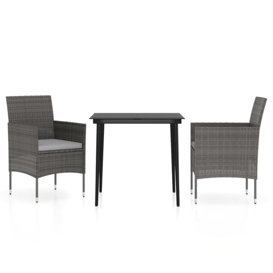 Garden Dining Set Gray and Black PE rattan Medium Durable