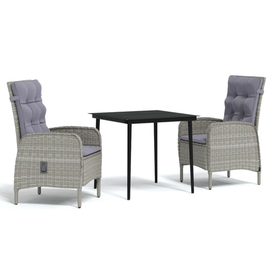 Garden Dining Set Grey and Black