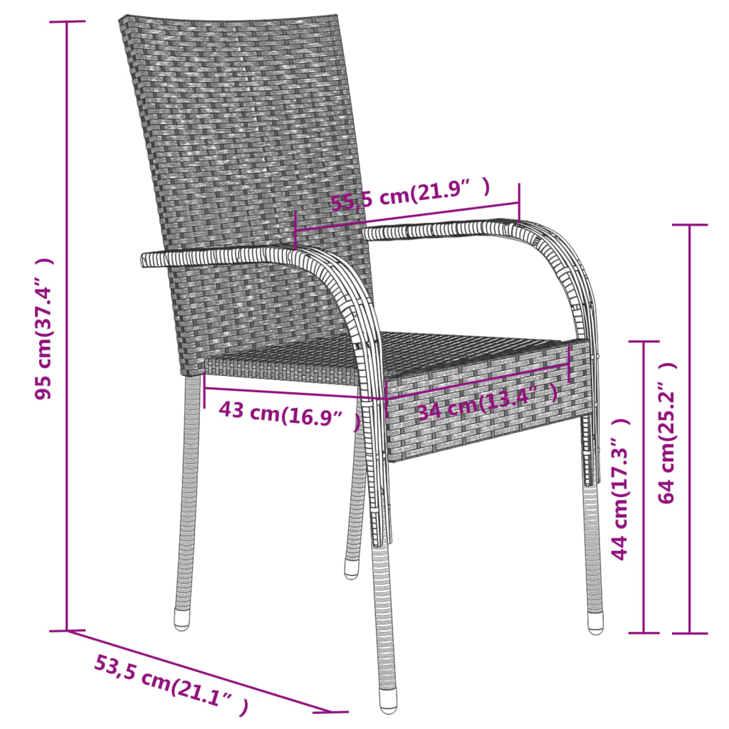 Garden Dining Set Grey and Black