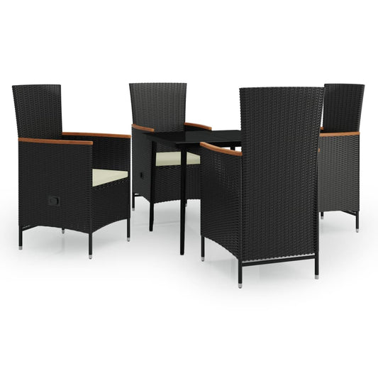 Garden Dining Set Black and Cream White