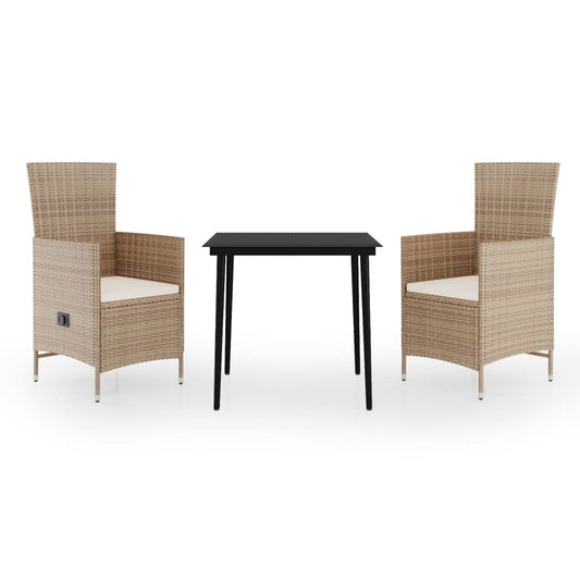 Garden Dining Set Beige and black