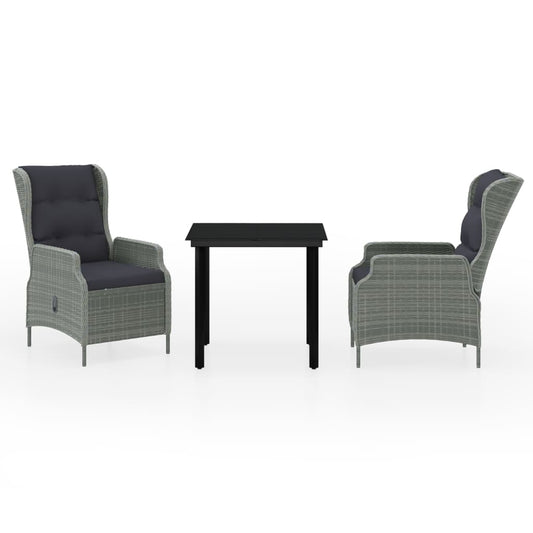 Garden Dining Set Light Gray, Black