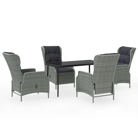 Garden Dining Set Light grey and black