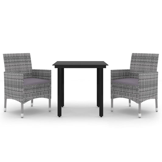 Garden Dining Set Grey, Dark grey, Black