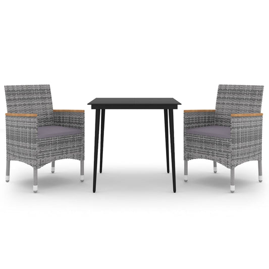 Garden Dining Set Grey PE Rattan Medium Durable